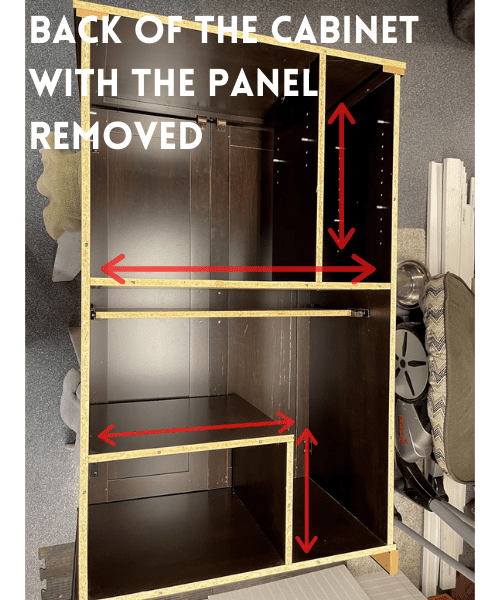 Back of the cabinet with the panel removed DIY Home coffee bar