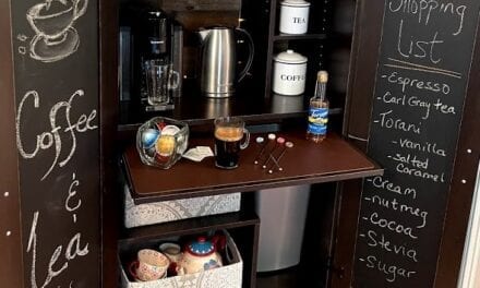 Turn A Computer Armoire Into A DIY Coffee Bar