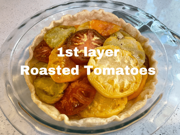 roasted tomatoes in a pie crust