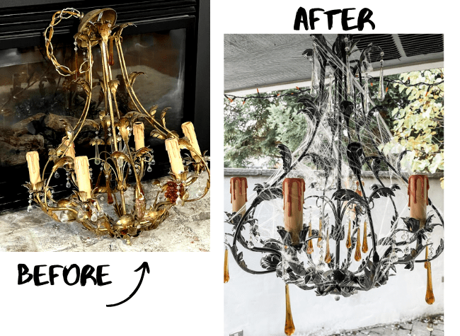 spooky black halloween chandelier