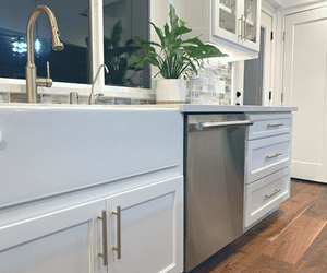 white farmhouse sink